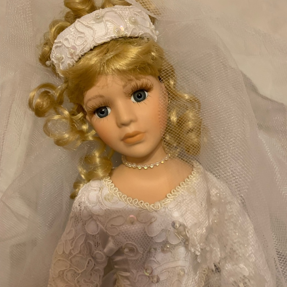 Collectible Porcelain Wedding Doll - Picture 12 of 14